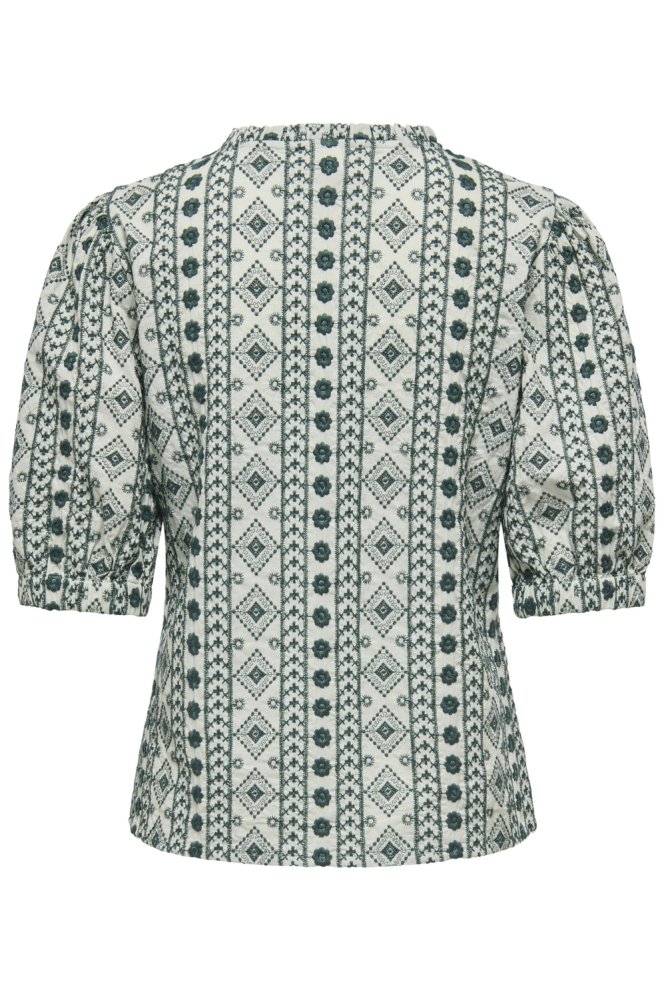 ONLPIPPI LIFE SS EMB. V-NECK TOP WV 15359877 BIRDS EGG GREEN/RAIN FOREST EMB